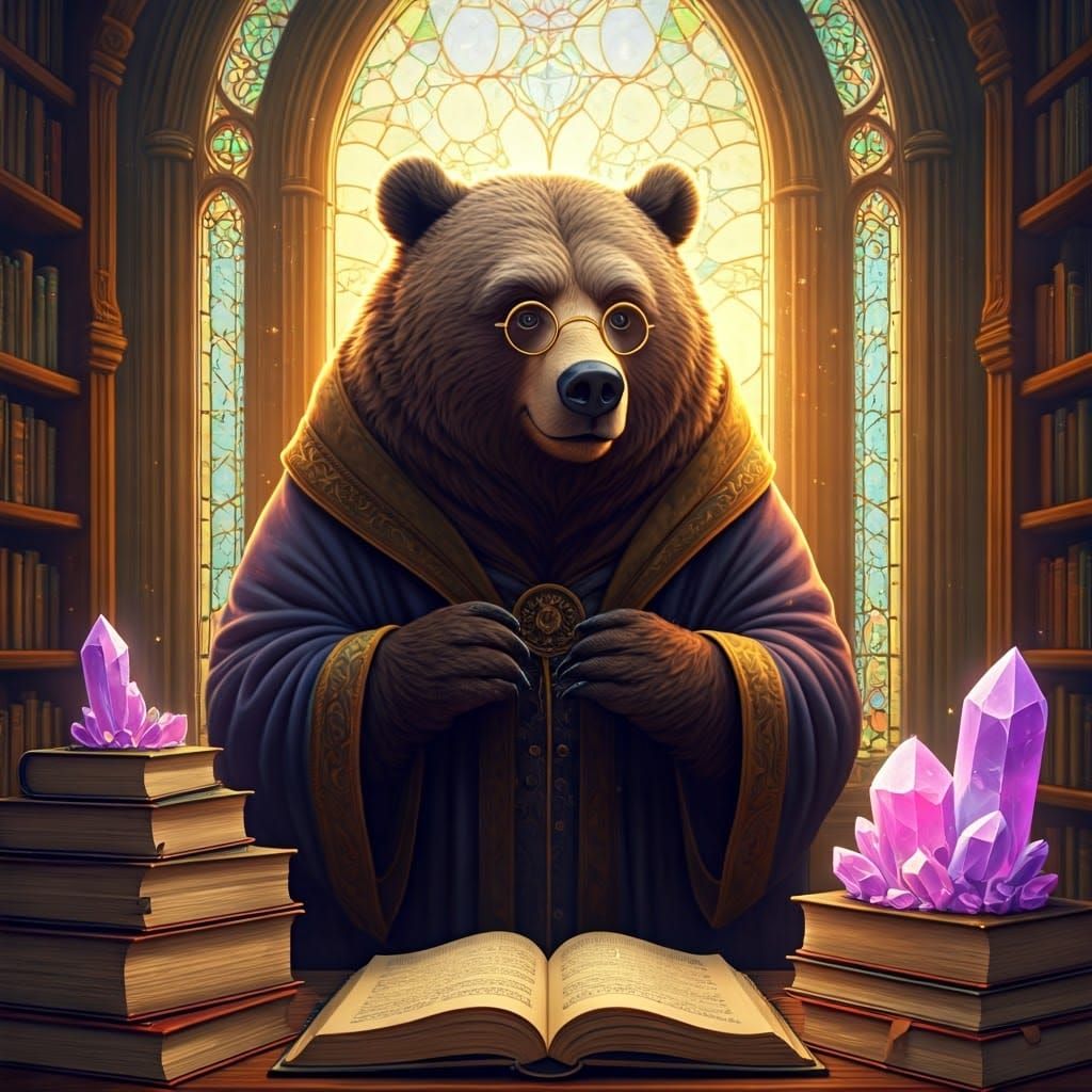 Cozy Forest Library in Whimsical Fantasy Style