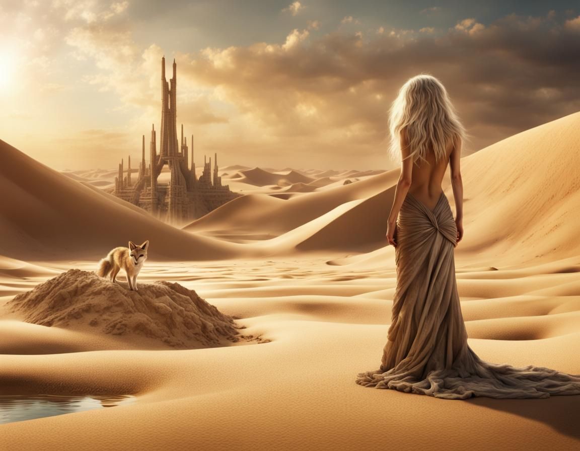Desert Mirage: Sand Woman Fountain