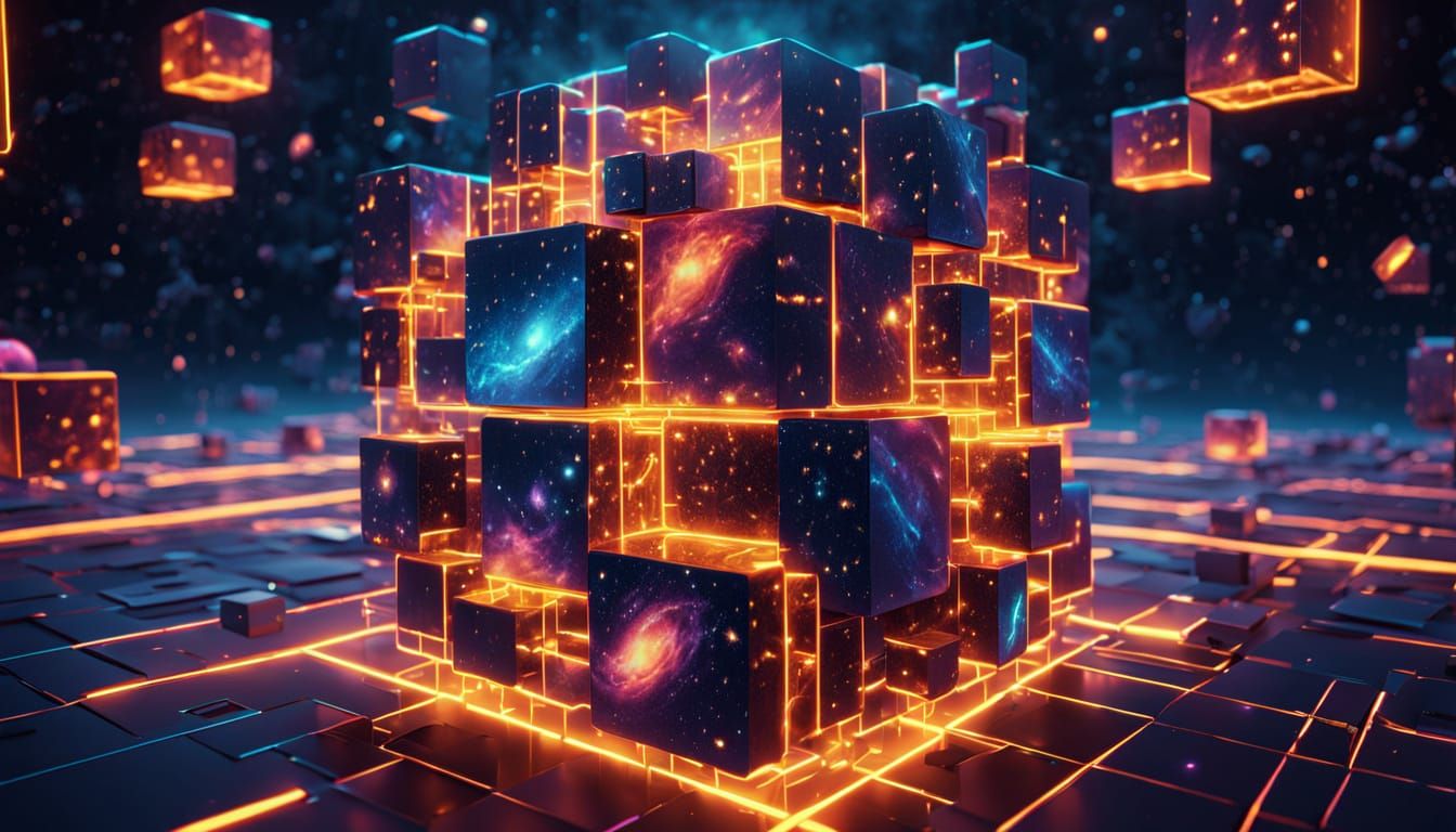 Cubed World in Space: Digital Matte Painting