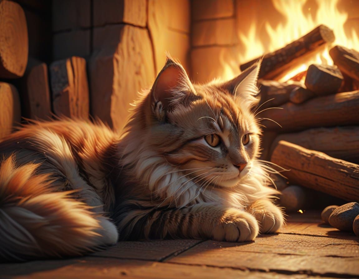 Soothing Whimsical Cabin Scene in Digital Art