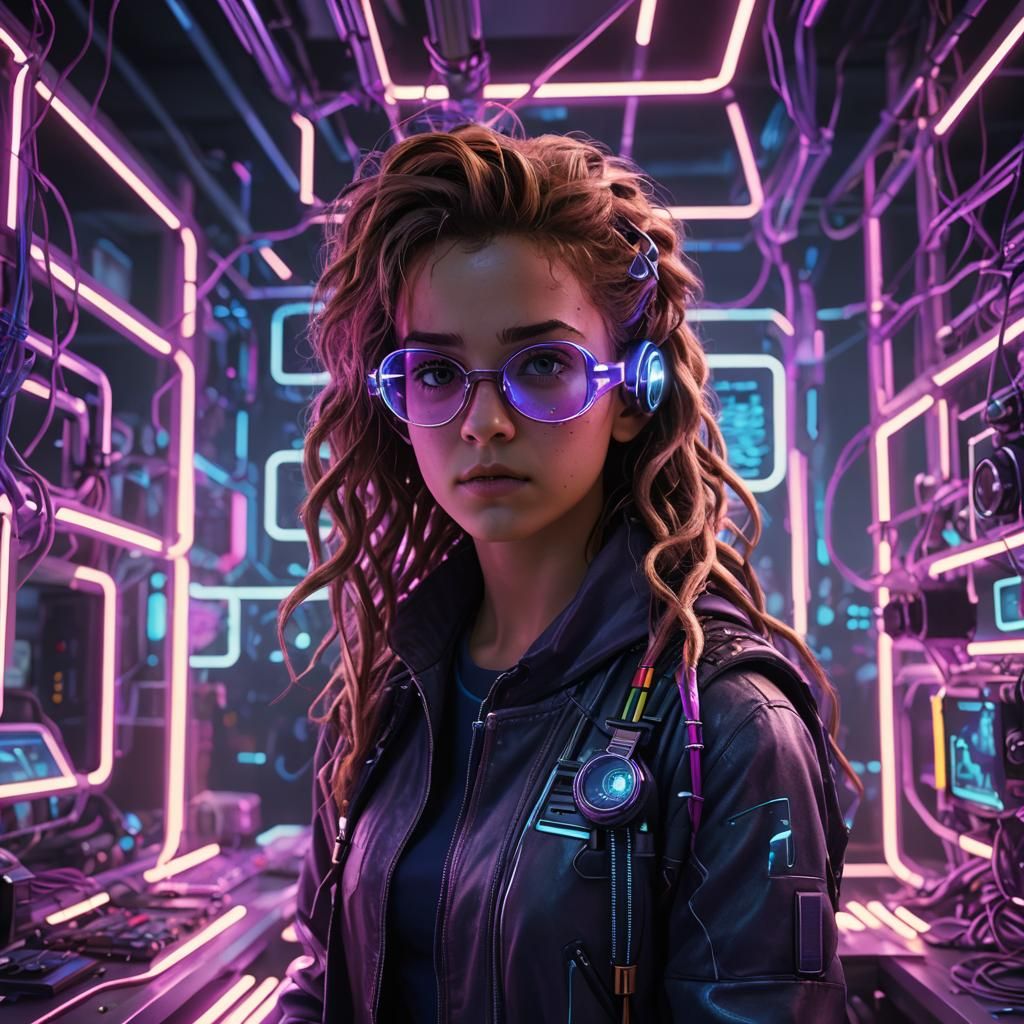 Hermione Granger as Punk Hacker in Cyberpunk Lab