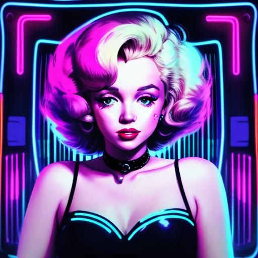 Marilyn Monroe in Synthwave Neon Style
