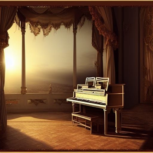 Piano on Balcony: Epic Digital Matte Painting