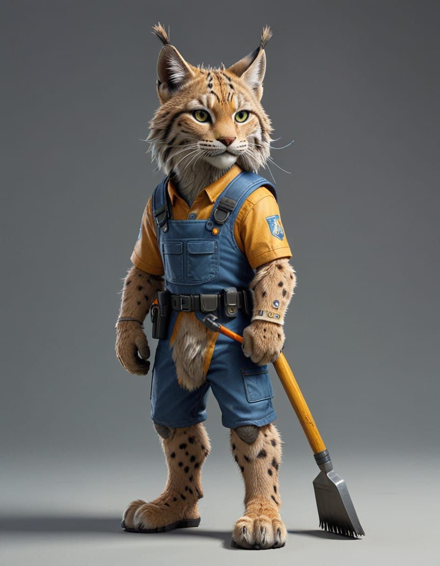 Majestic Janitor Lynx in Hyperrealistic Detail