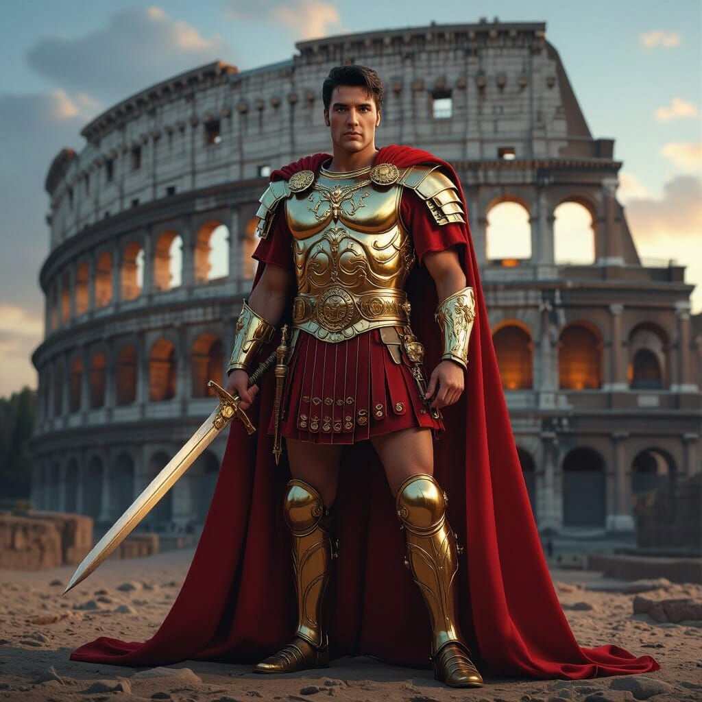 Elvis Presley as Roman Soldier in Epic Realism Style
