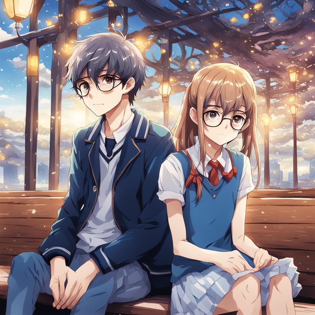 Anime Style Close-Up of Young Couple