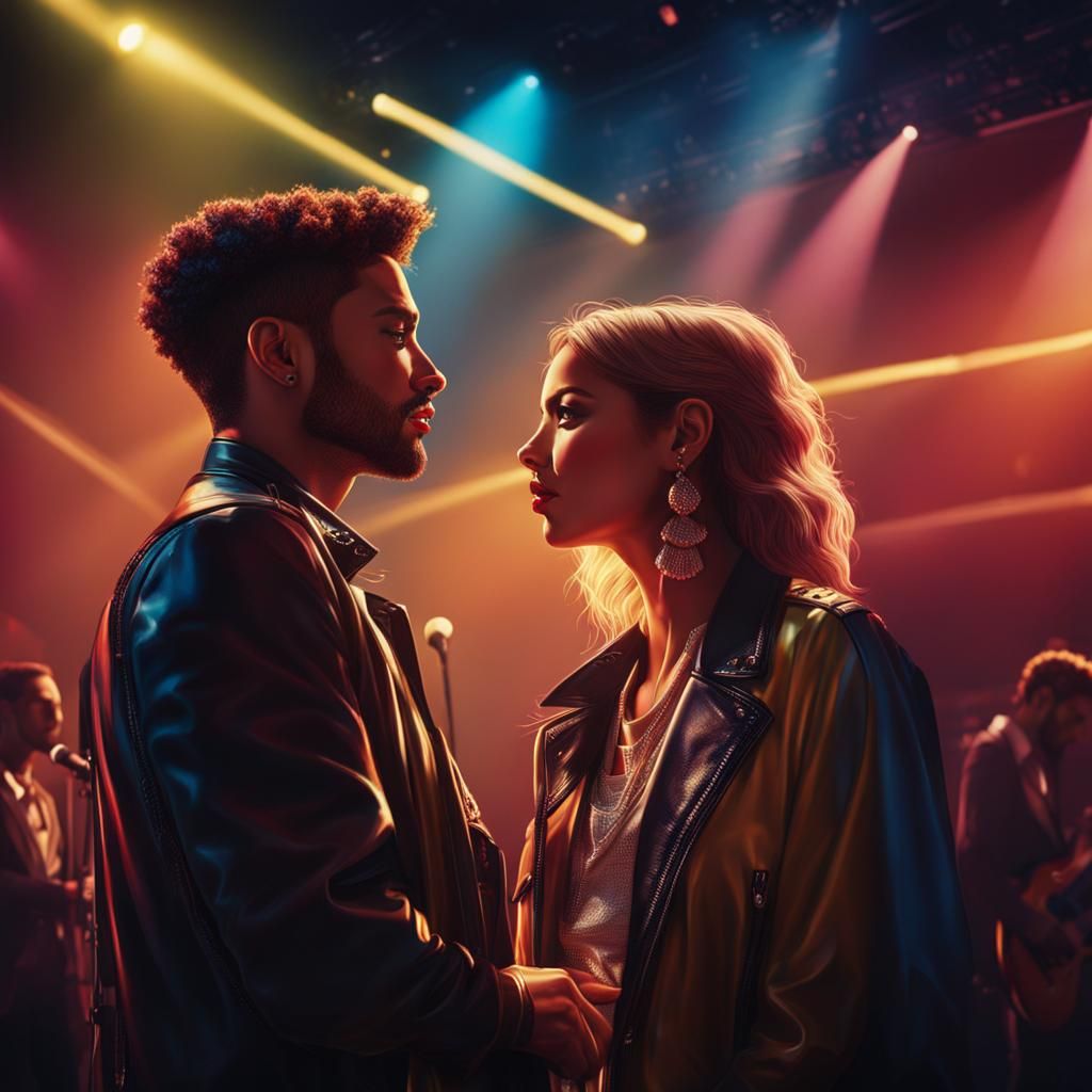 Female Singer Backstage: Hyperrealistic Splash Art