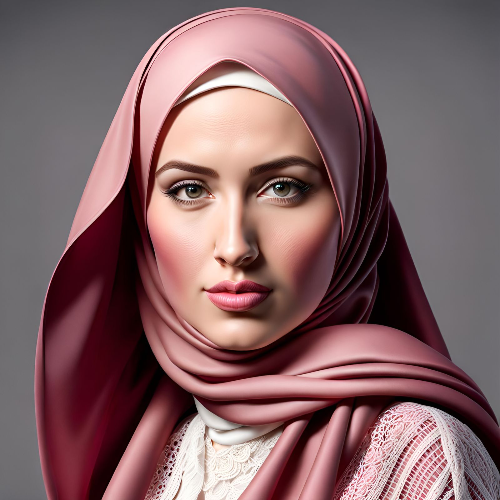 Hyperrealistic Portrait of German Woman in Hijab