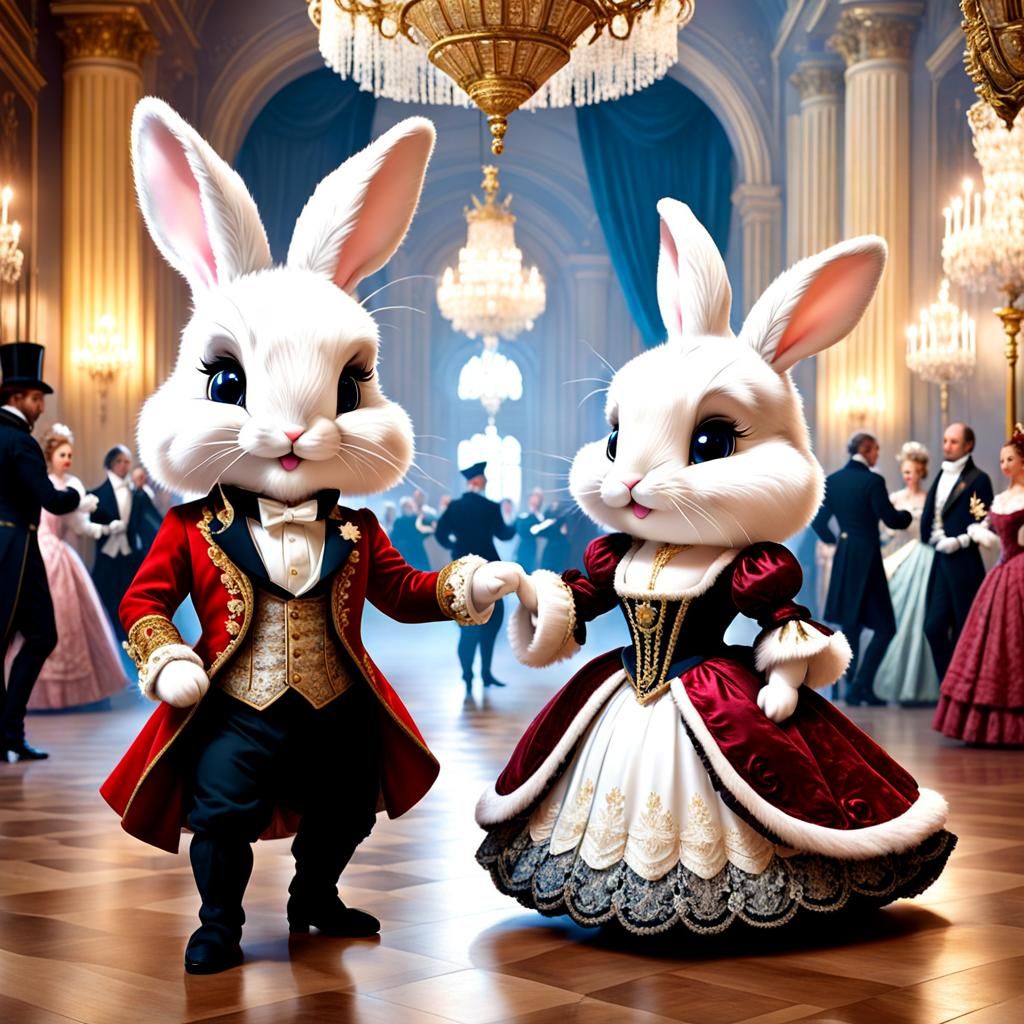 Chibi Bunnies Royal Ball, Detailed 3D Render