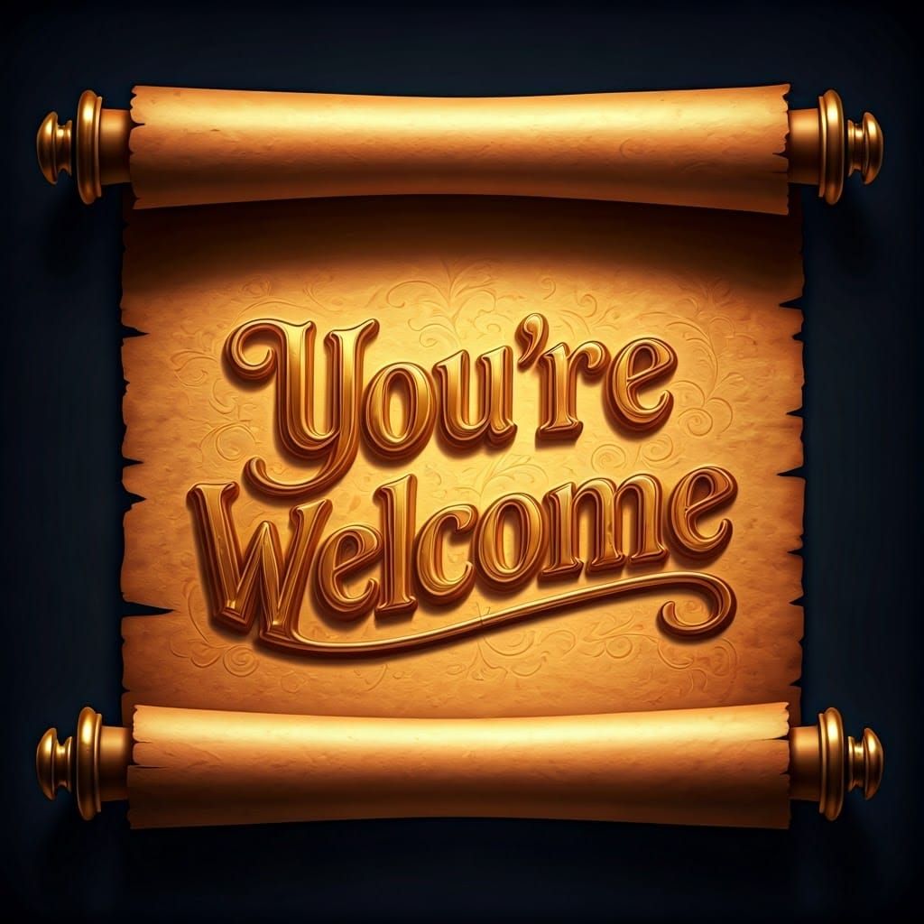 Ornate Scroll Reveals Welcome in Baroque Style