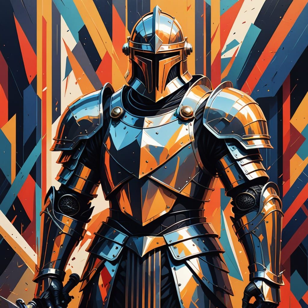 Medieval Knights in Intense Battle, Inspired by Abstract Exp...