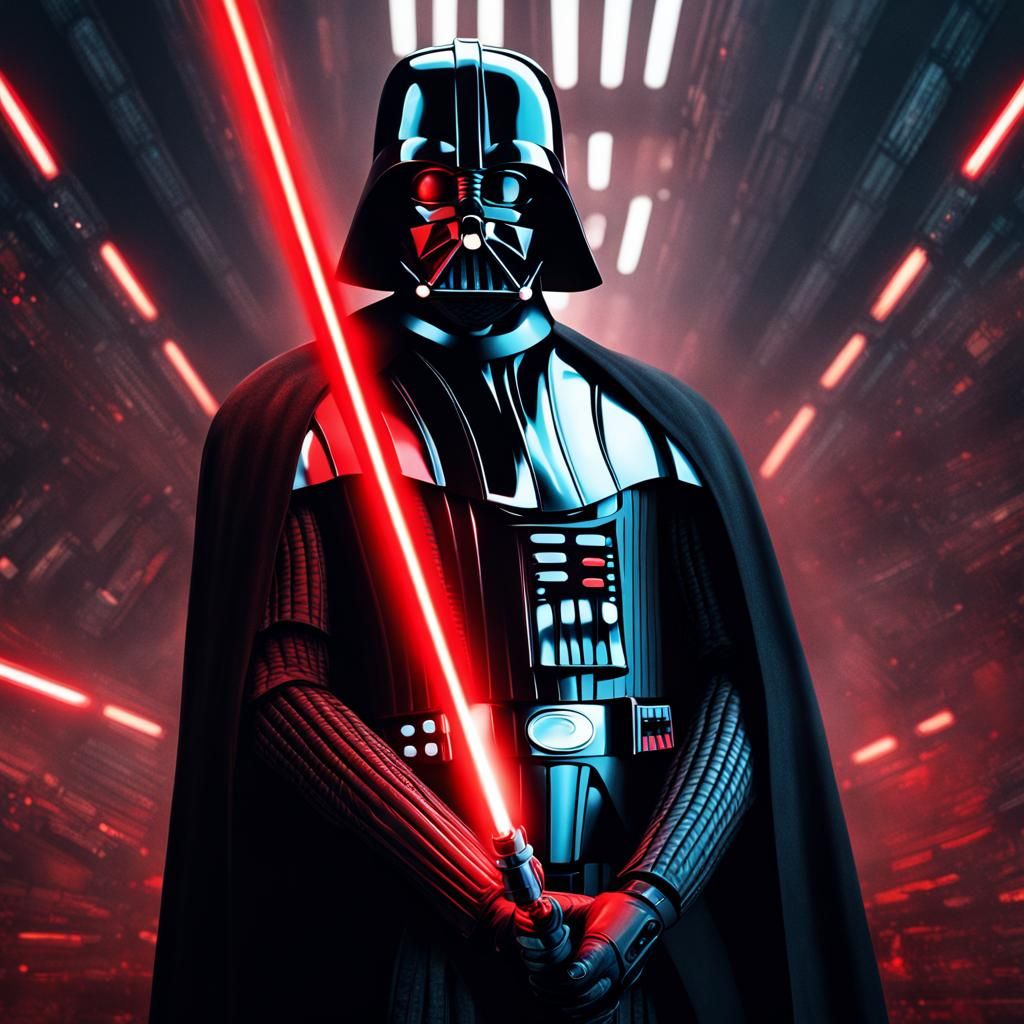 Darth Vader with Lightsaber: Epic Digital Matte Painting