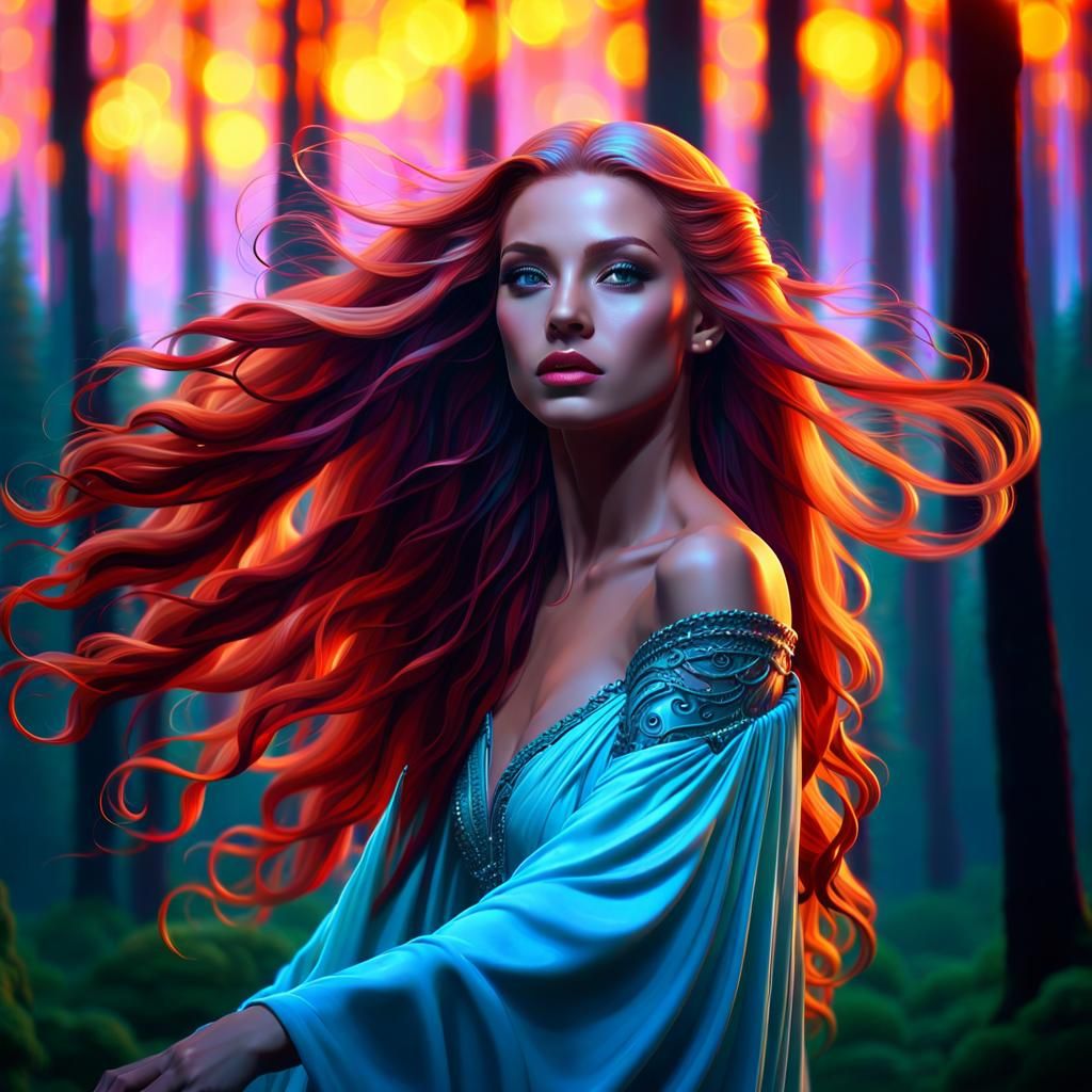 Redhead Beauty with Long Flowing Red Hair