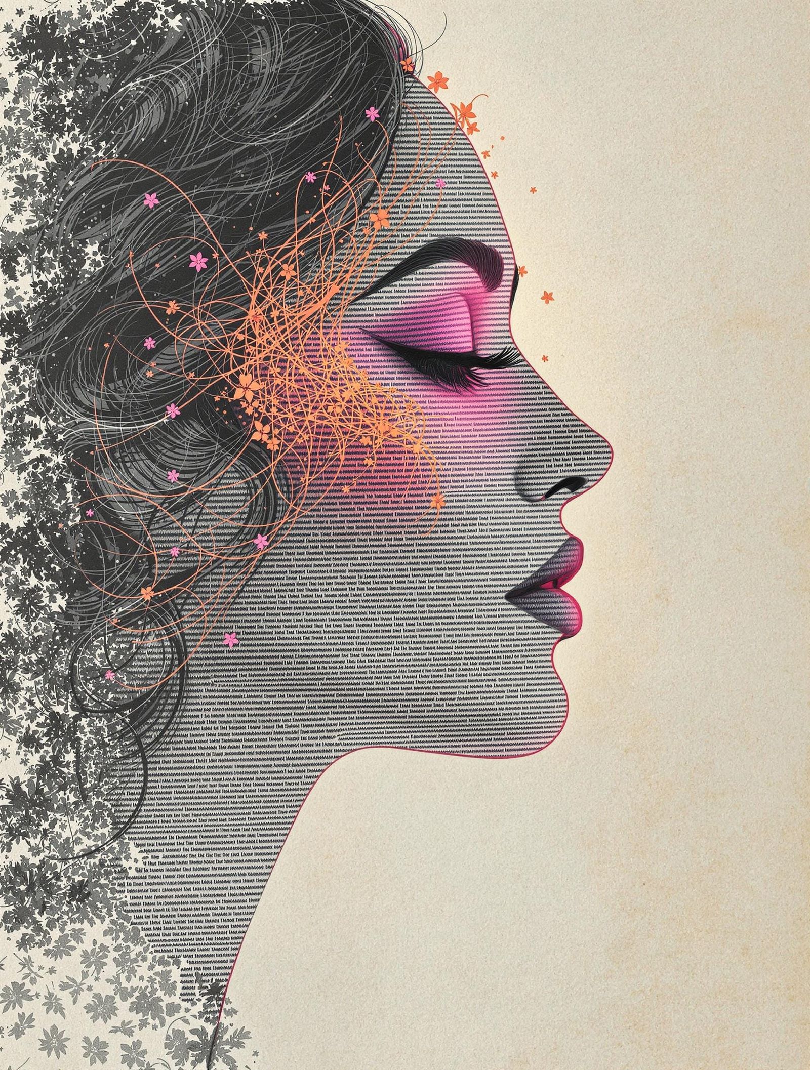 South Asian Woman in Digital-Poetic Portraiture