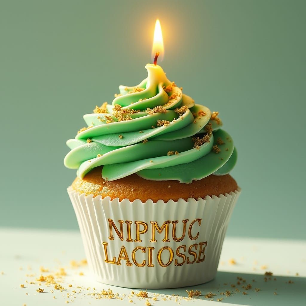 Hyper-Realistic Cupcake with Lacrosse Embossing in Gold Foil