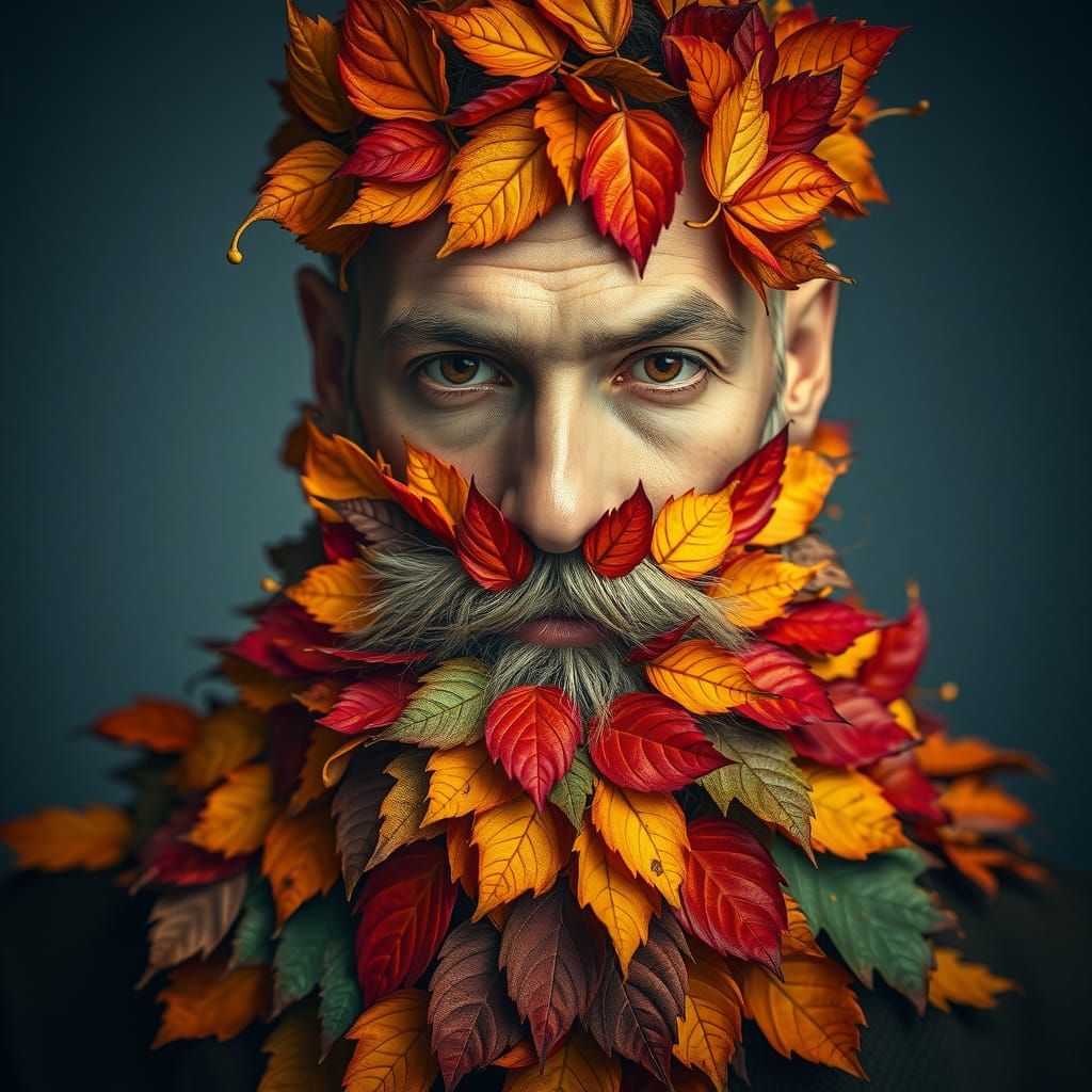 Autumnal Man: A Portrait in Leaves