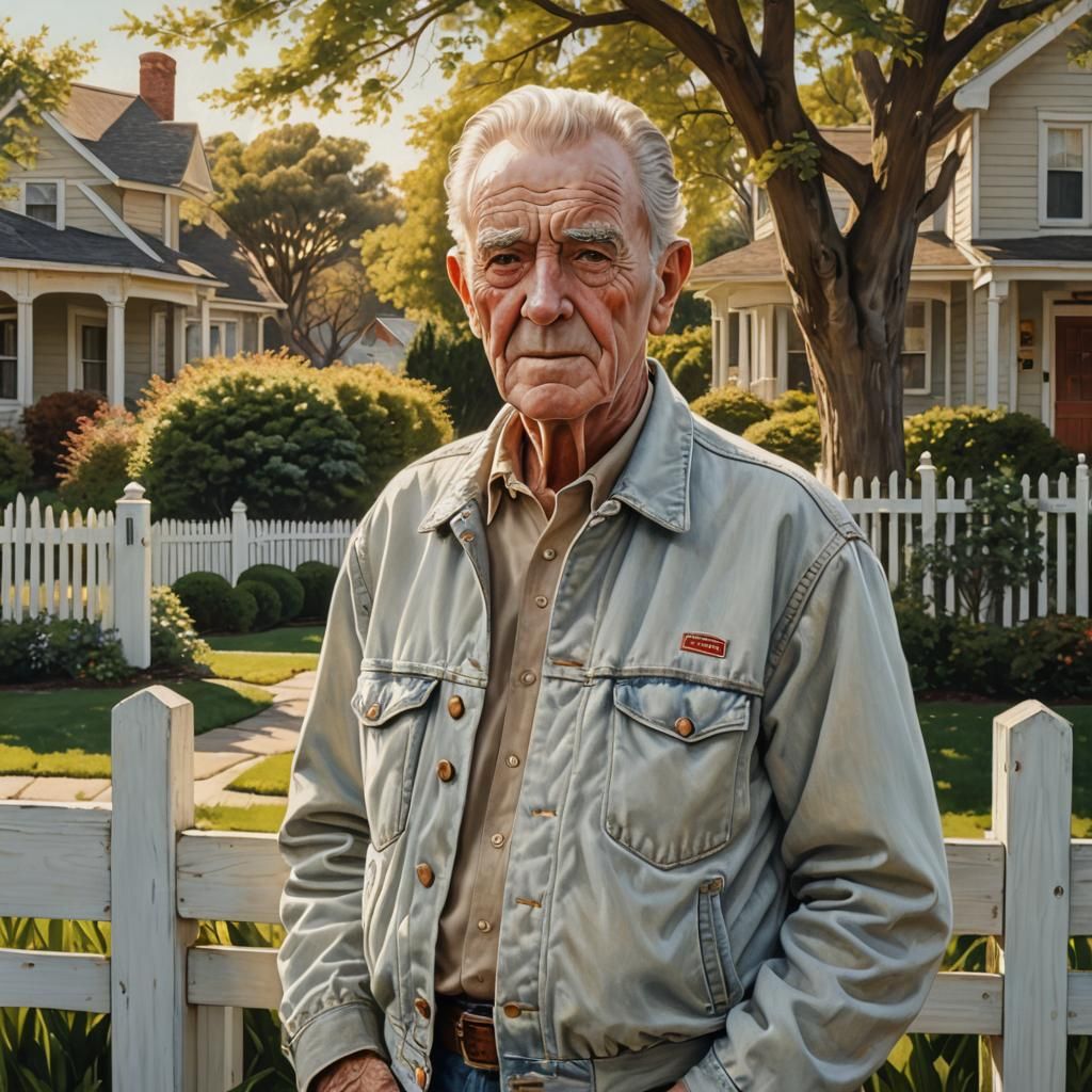 Hyperrealistic Portrait of Elderly Man in American Landscape