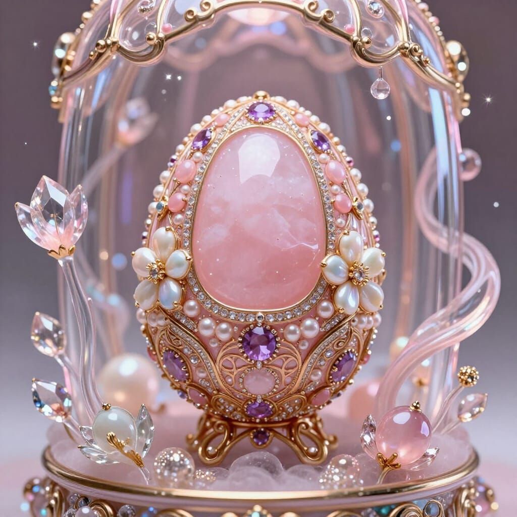 Exquisite Pink Faberge Egg in Fairy World