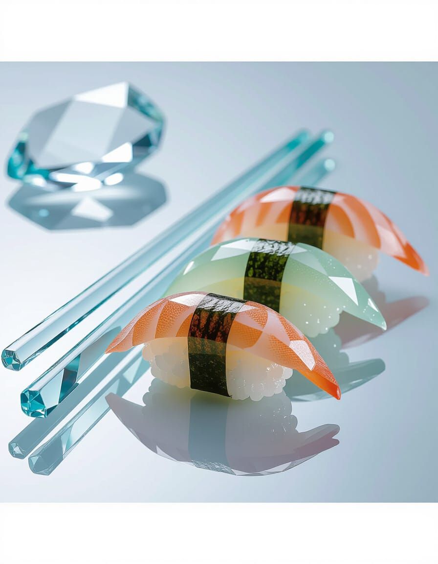 Crystal Sushi: Elegant Glasswork Food Art