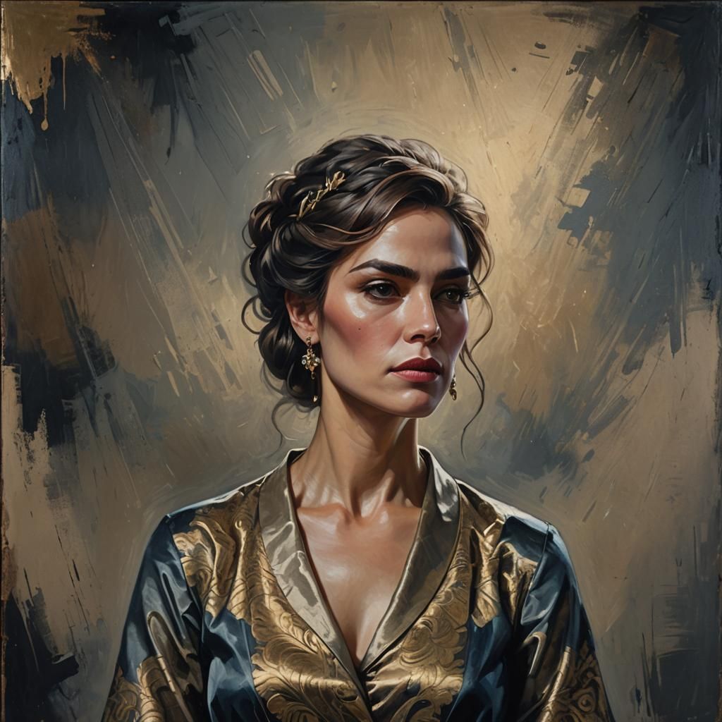 Elegant Transgender Woman Portrait in Oil with Chiaroscuro