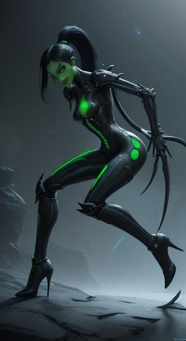 Shego as a Sci-Fi Xenomorph Queen