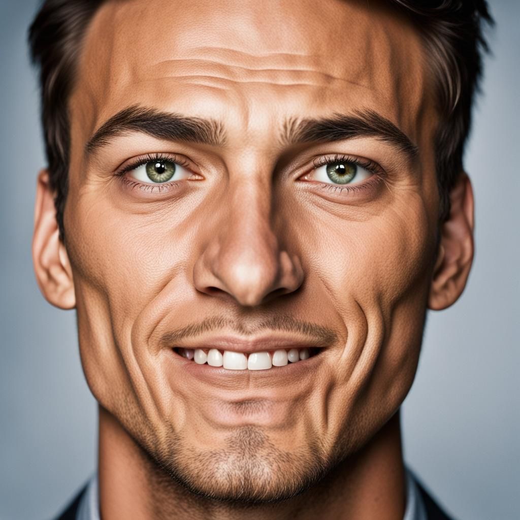 Professional Portrait of Smiling Young Man with Bushy Hair