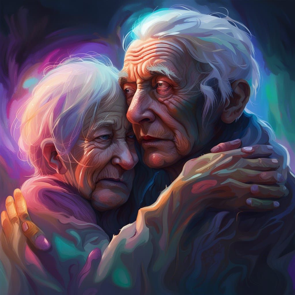 Hyperrealistic Ghostly Embrace in Colorful Splash Art