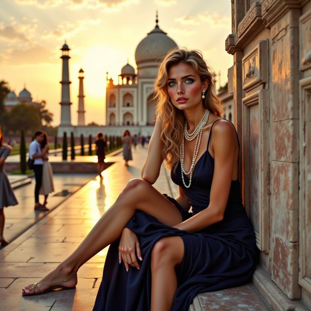 Princess Diana at Taj Mahal: Renaissance Portrait