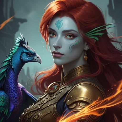 Dragon Woman Portrait in Dark Fantasy Style