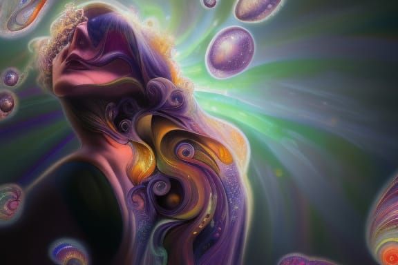 Influenza Virus in Psychedelic Art Nouveau Style