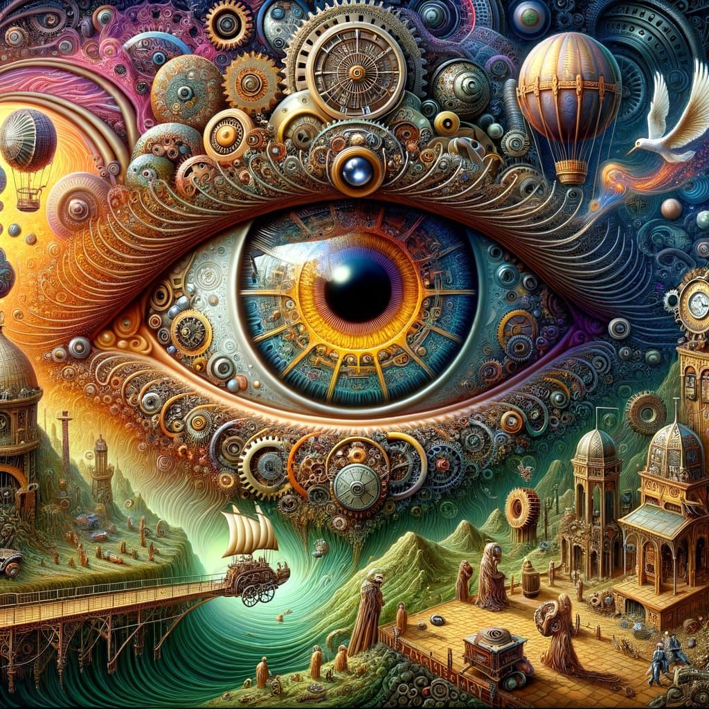 Steampunk Eye Portal to Victorian Clockwork World