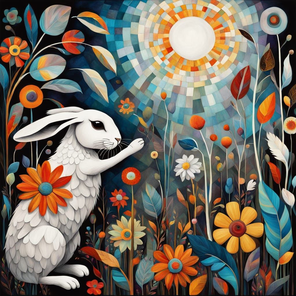 Surreal Dreamscapes: A Ghostly Hand Meets the White Rabbit
