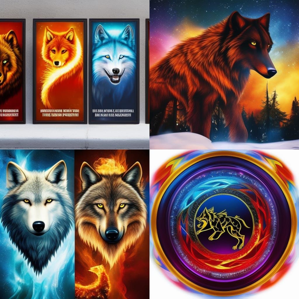 Elemental Wolf of Ice and Fire Magic