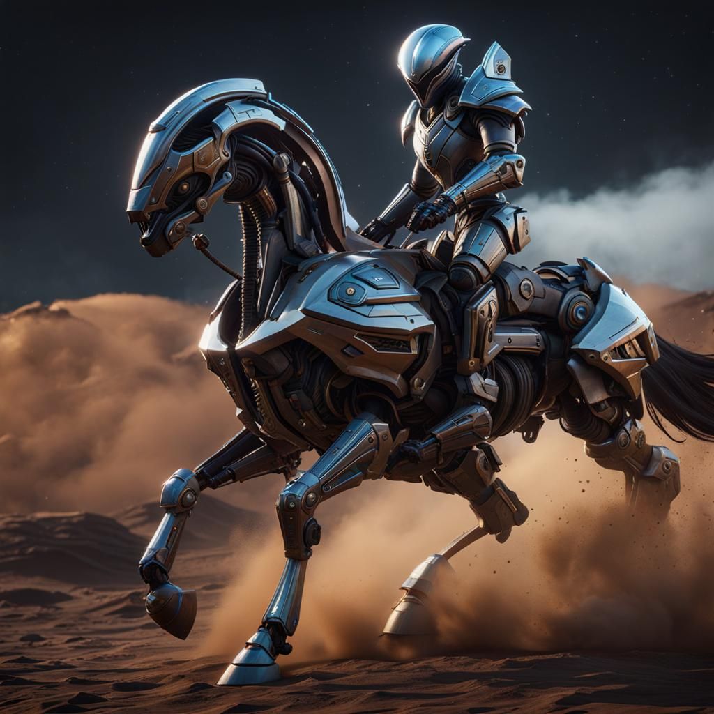 Alien Knight on Robot Horse: 3D Game Cinematic