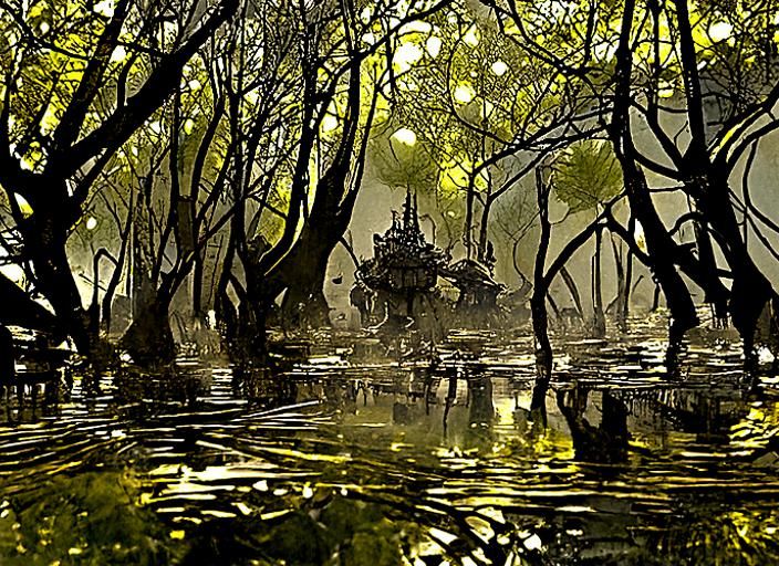 Misty Lost Souls Swamp in Detailed Matte Painting