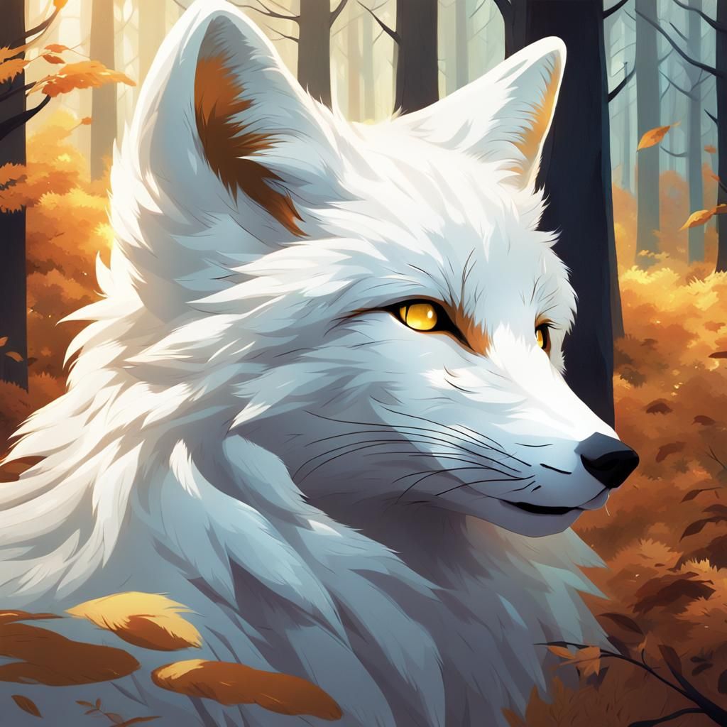Anime Fox Summons Wind in Forest