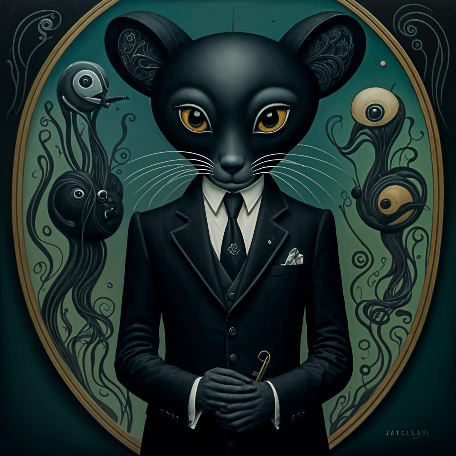 Psychedelic Charcoal Portrait of a Man in Suit