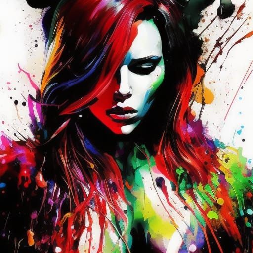 Black Widow Ink Splash Art in 3D