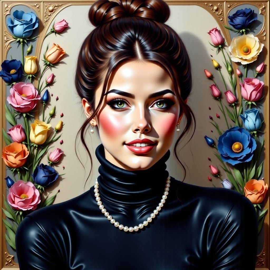 Neo-Impressionist Portrait of a Brunette Woman