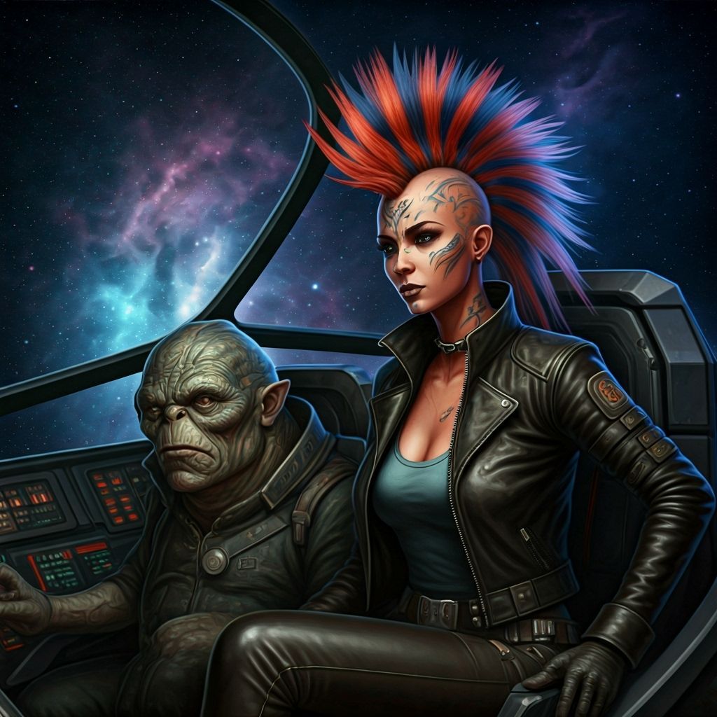 Sci-Fi Martian Woman in Starship Cockpit