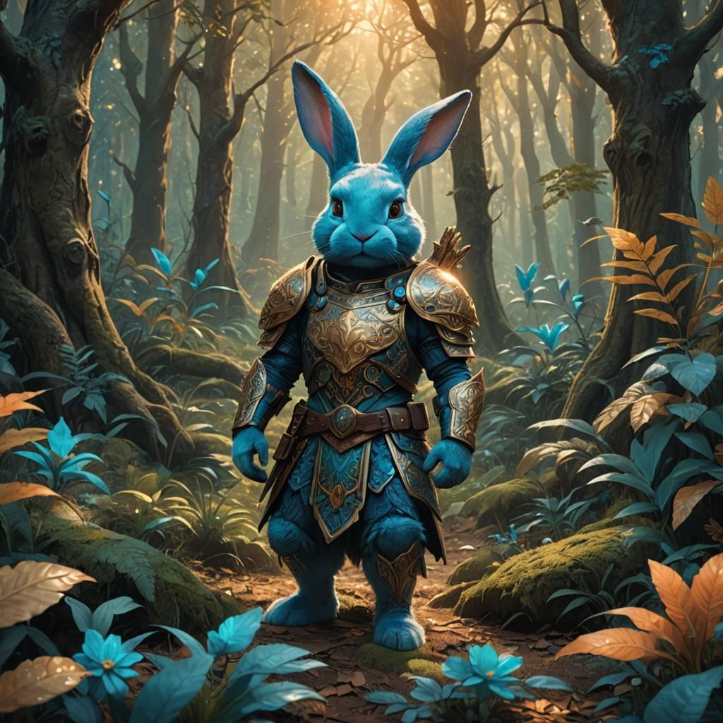 Blue Bunny and Fetchers in Mystical Forest