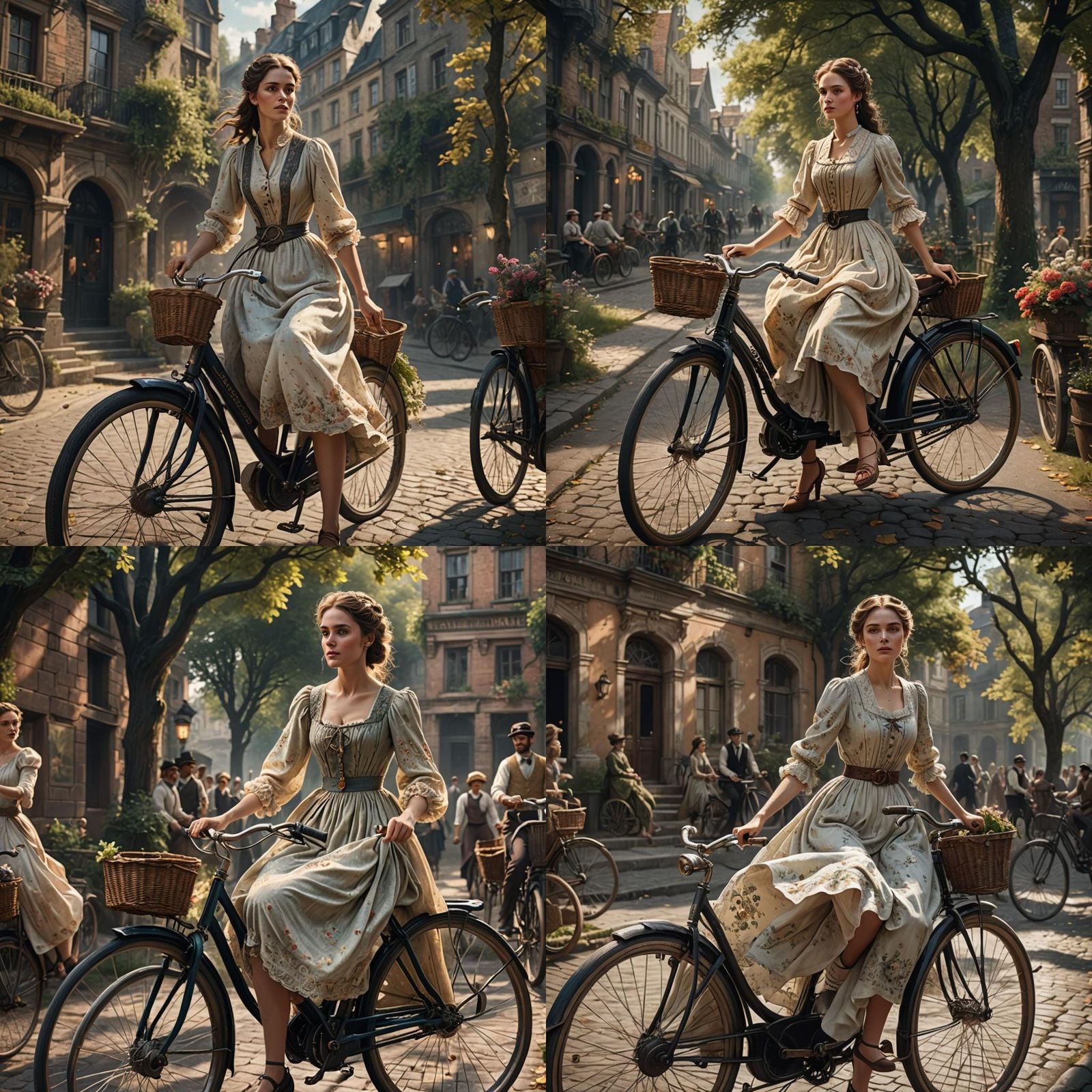 Victorian Girl Rides Bicycle: Fantastical 8K Art