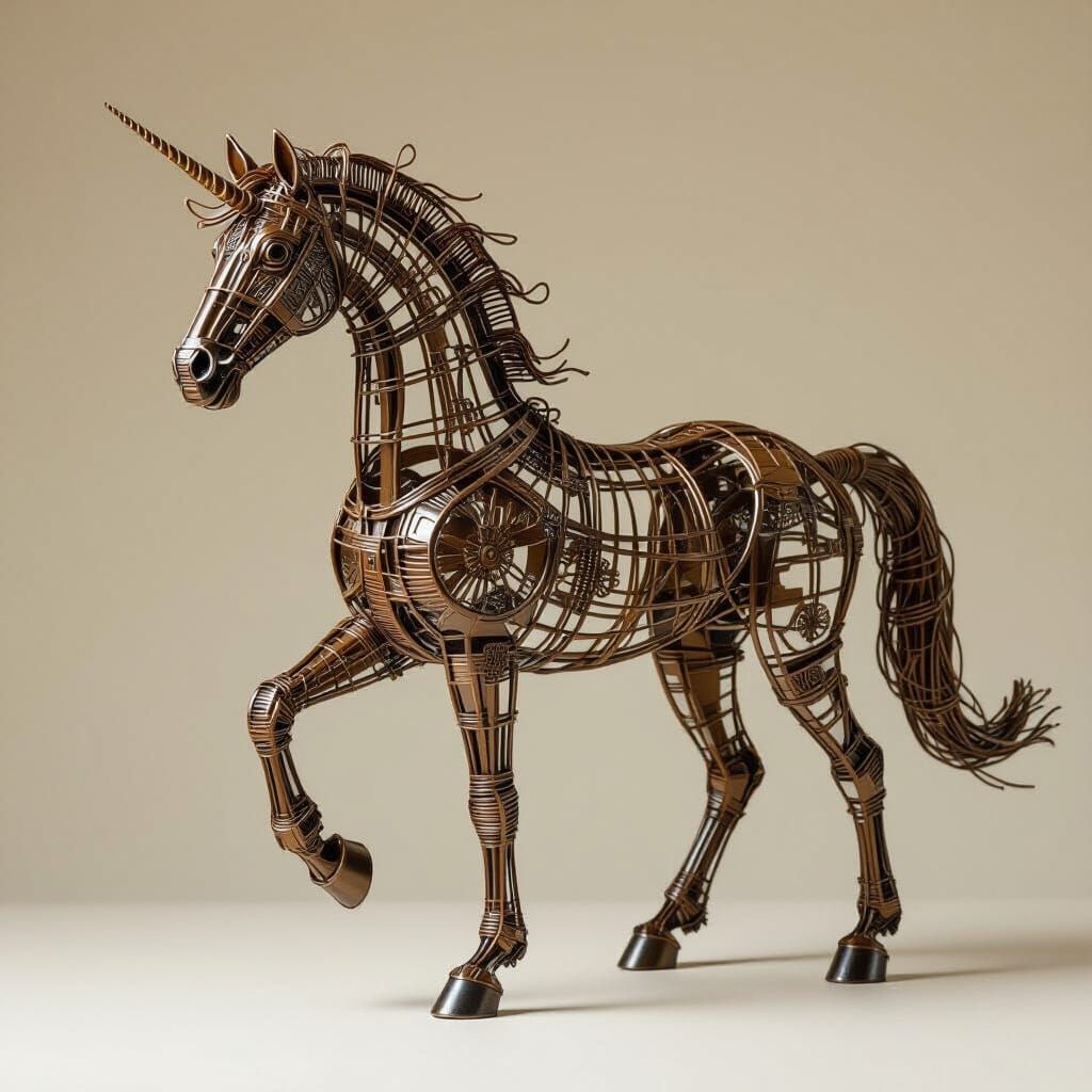 Intricate Wire Sculpture of a Horse