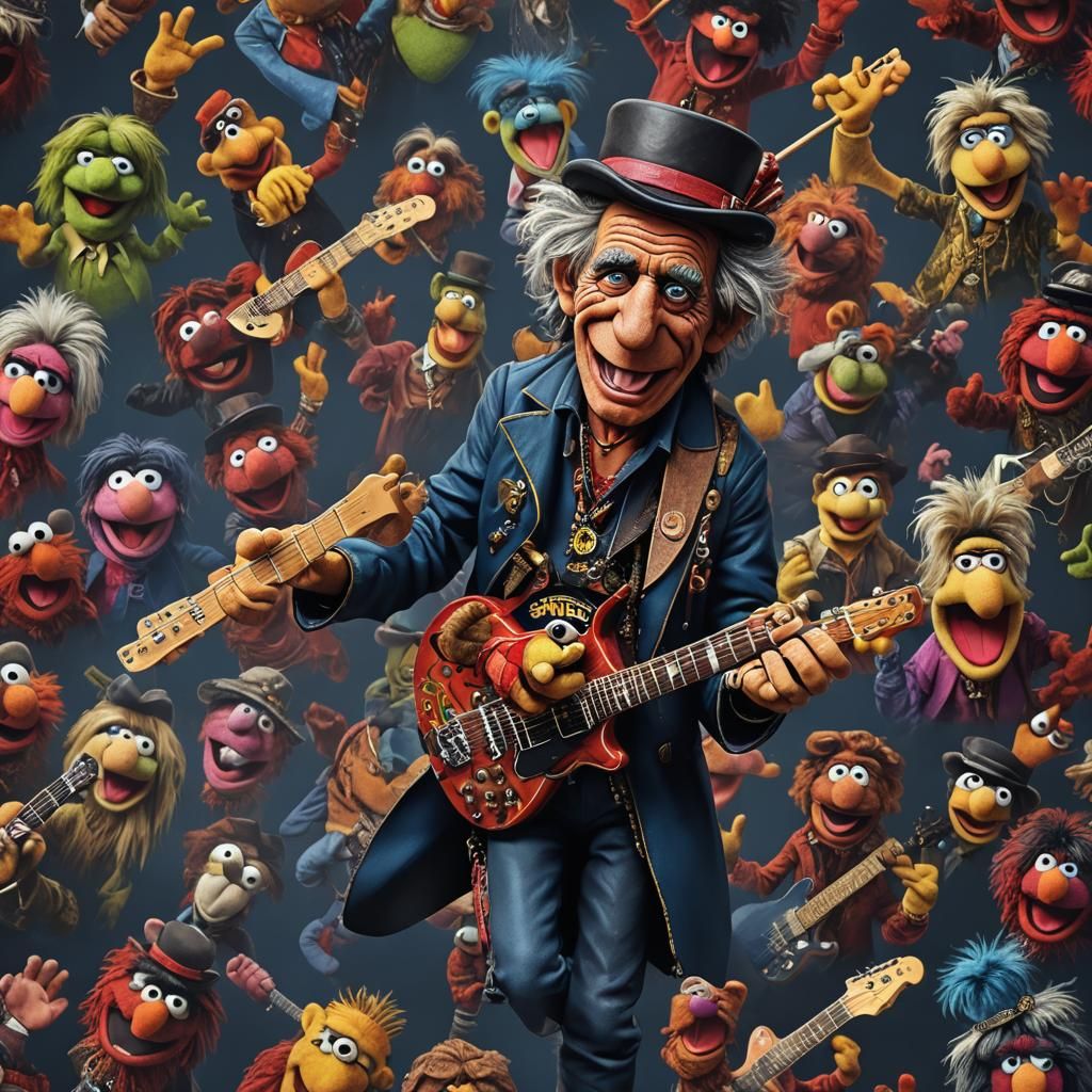 Keith Richards Muppet Hand Puppet: Detailed Art