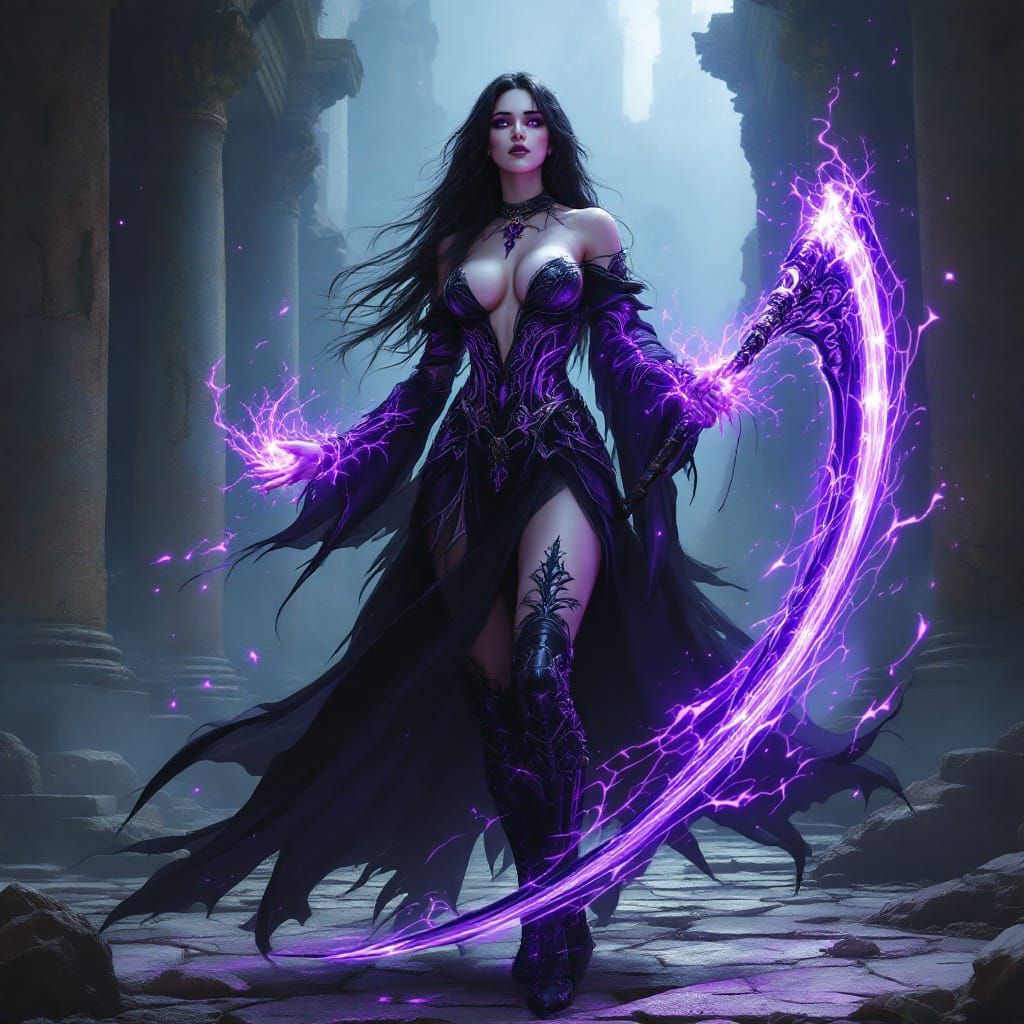 Necromancer Queen in Art Nouveau Style