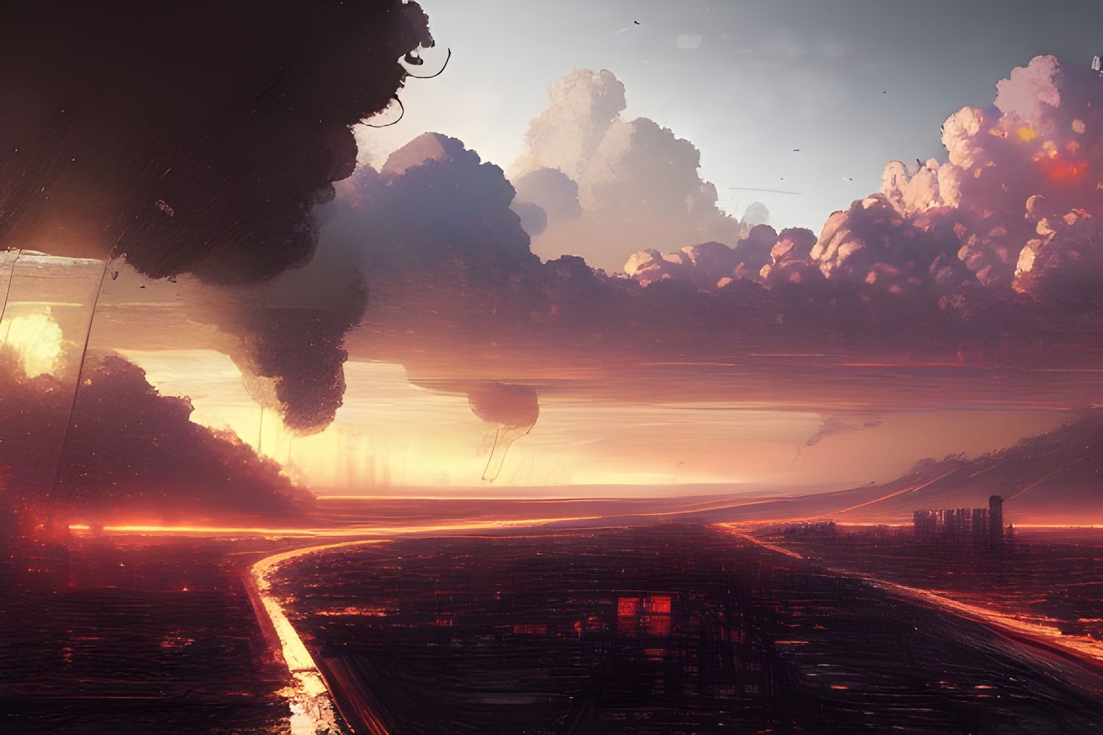 Burning City: Hyperrealistic Apocalyptic Digital Art