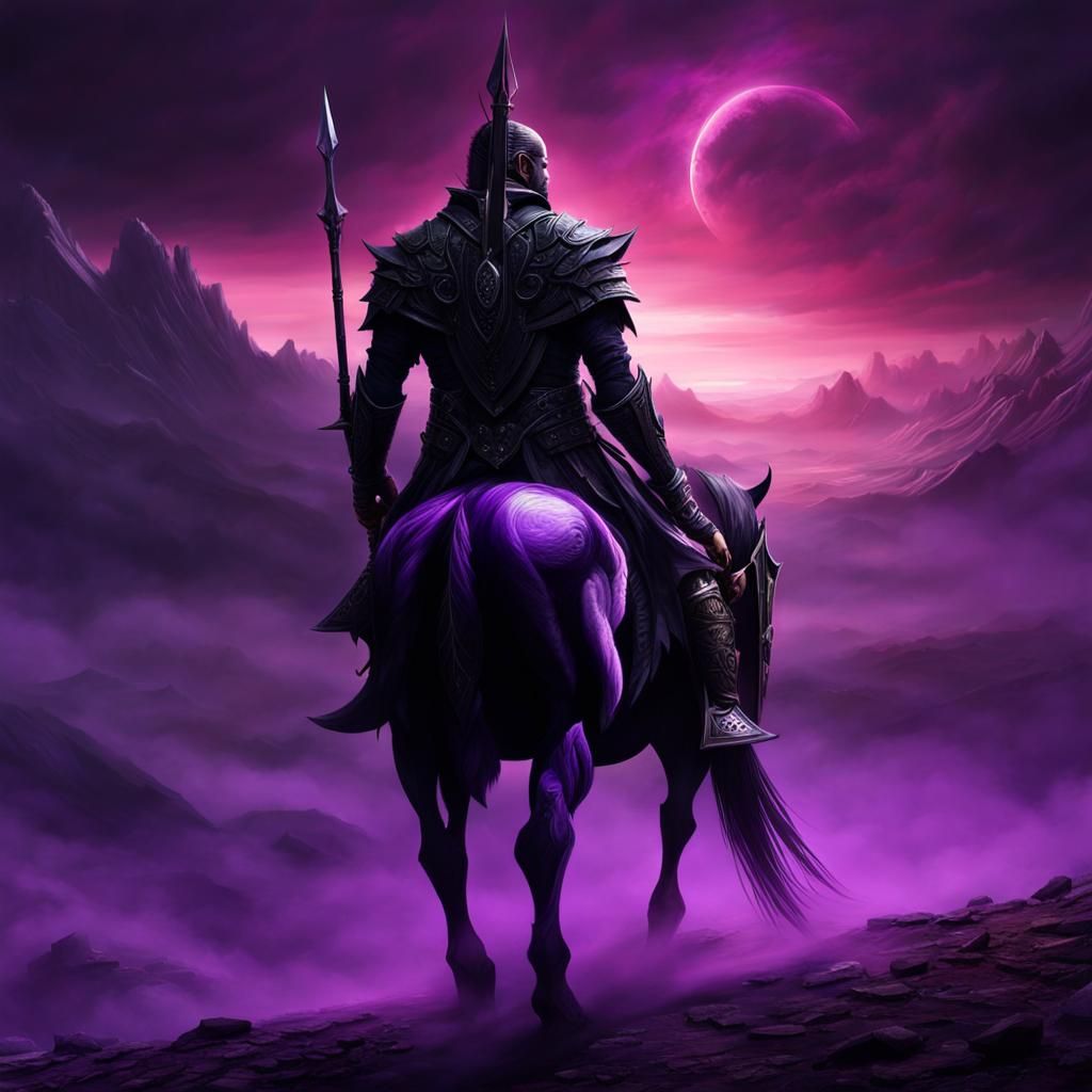 Warrior with Shadow Aura in Dark Plains