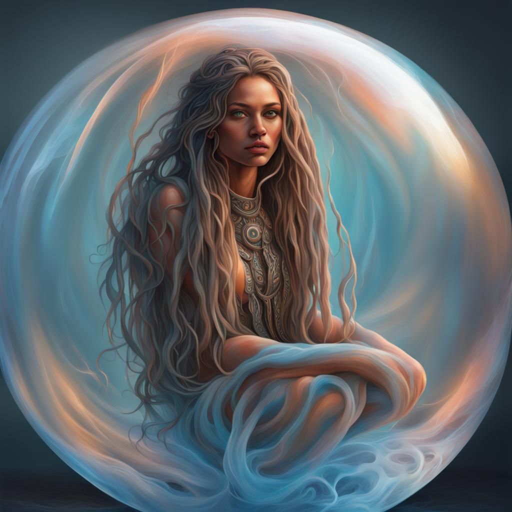 Woman in Bubble with Tribal Markings