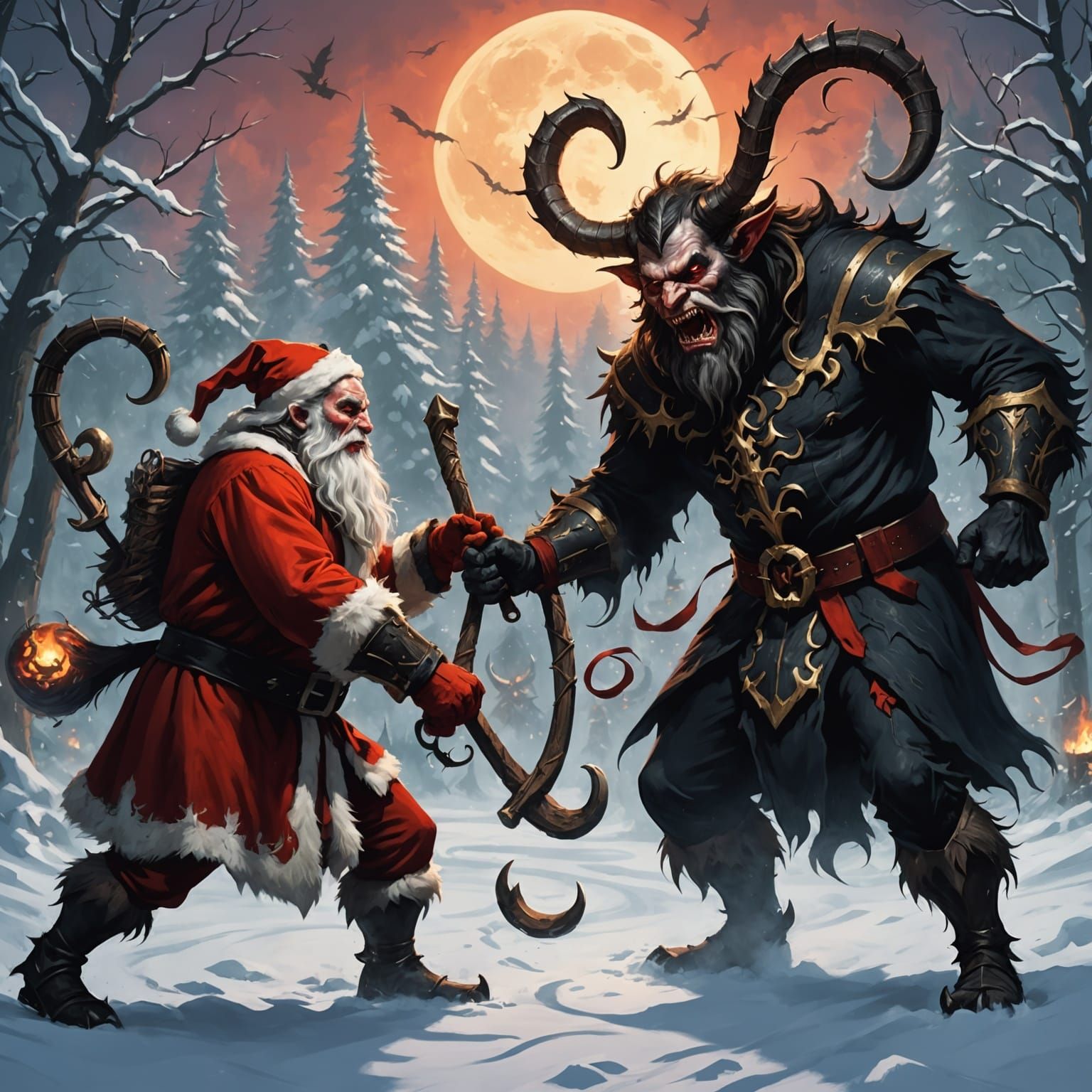 Krampus Fights Santa Claus in Epic Holiday Clash