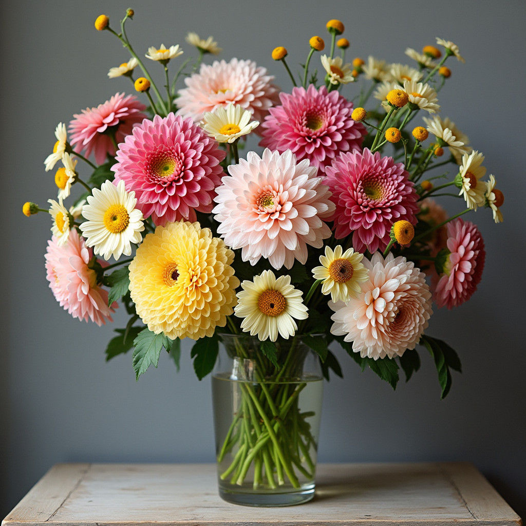 Floral Still Life with Dahlias and Peonies